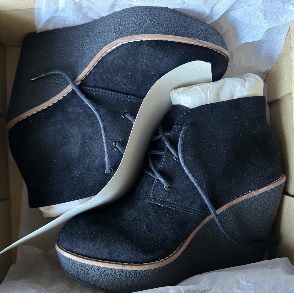 Black Wedge Ankle Boots